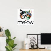 Meow hipster kat poster (Thuiskantoor)