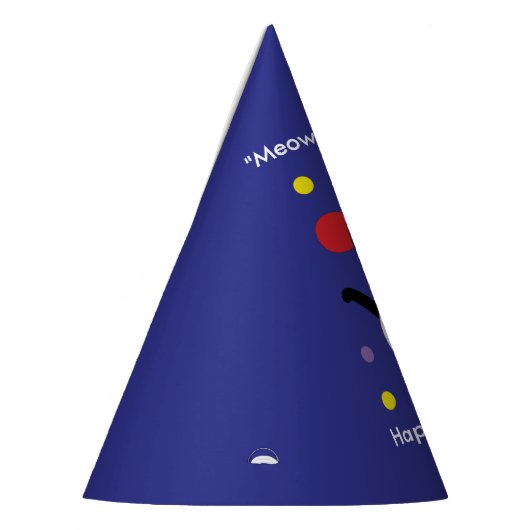 Meow is Cat Happy Birthday Zwart-wit Kat Feesthoedjes (Links)