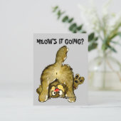 Meow is het Going Cartoon Cat Briefkaart (Staand voorkant)