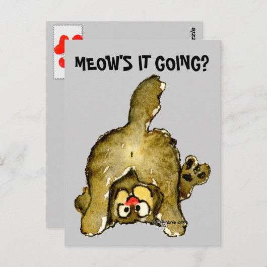 Meow is het Going Cartoon Cat Briefkaart (Voorkant / Achterkant)