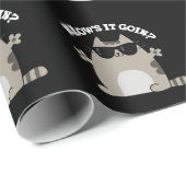 Meow is it Goin Funny Cat Pun Dark BG Cadeaupapier (Rol Hoek)