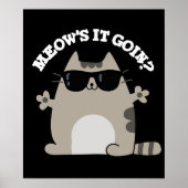 Meow is it Goin Funny Cat Pun Dark BG Poster (Voorkant)