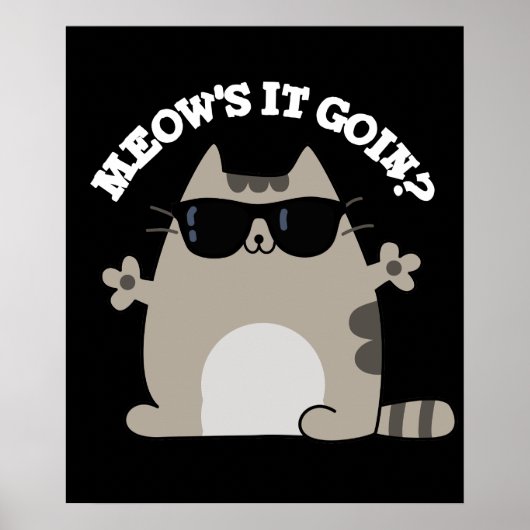Meow is it Goin Funny Cat Pun Dark BG Poster (Voorkant)