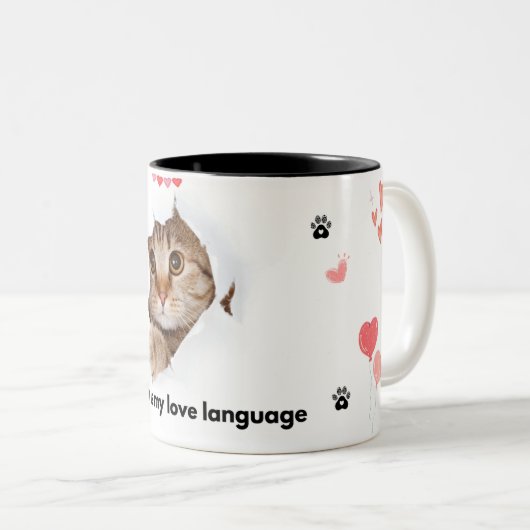 Meow Is My Love Language – Schattigee Cat Mok voor (Voorkant rechts)