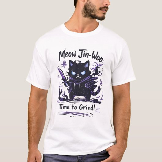 Meow Jin-Woo – Time to Grind Cat Parody T-shirt (Voorkant)