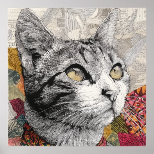 Meow Kat Collage Poster Muurkunst (Voorkant)
