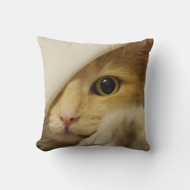 MEOW! Kat dat peekabo-PILLOW speelt Kussen (Voorkant)