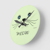 MEOW-Kat Face Grafische kool Ronde Klok (Hoek)