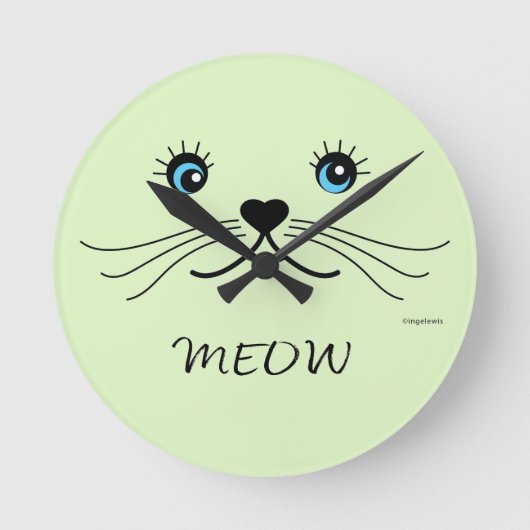 MEOW-Kat Face Grafische kool Ronde Klok (Voorkant)