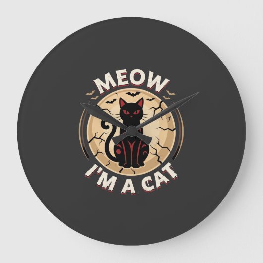 Meow Kat Halloween Grafisch Ontwerp_1 Grote Klok (Voorkant)