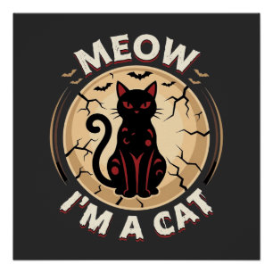 Meow Kat Halloween Grafisch Ontwerp_1 Perfect Poster