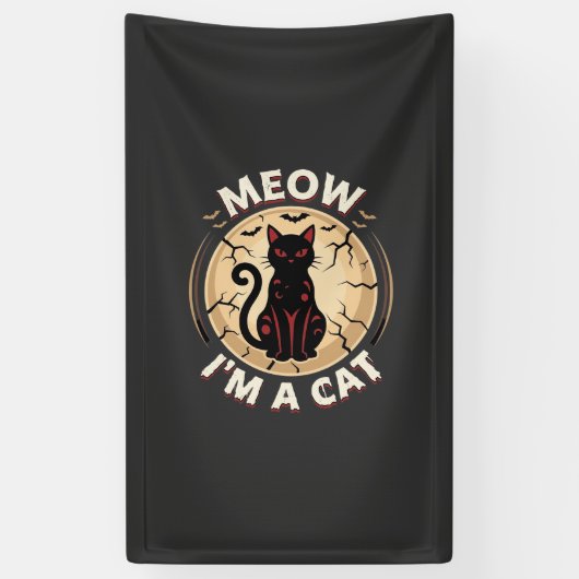 Meow Kat Halloween Grafisch Ontwerp_1 Spandoek (Verticaal)