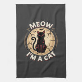 Meow Kat Halloween Grafisch Ontwerp_1 Theedoek (Verticaal)