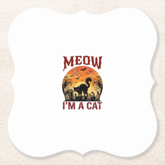 Meow Kat Halloween Zwarte Begraafplaats_1 Kartonnen Onderzetters (Voorkant)