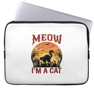 Meow Kat Halloween Zwarte Begraafplaats_1 Laptop Sleeve