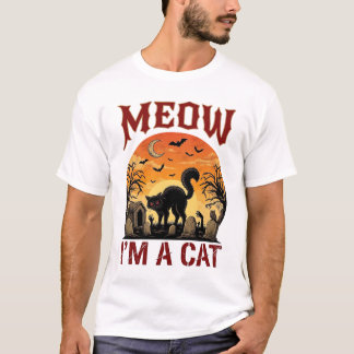 Meow Kat Halloween Zwarte Begraafplaats_1 T-shirt