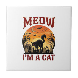 Meow Kat Halloween Zwarte Begraafplaats_1 Tegeltje