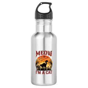Meow Kat Halloween Zwarte Begraafplaats_1 Waterfles