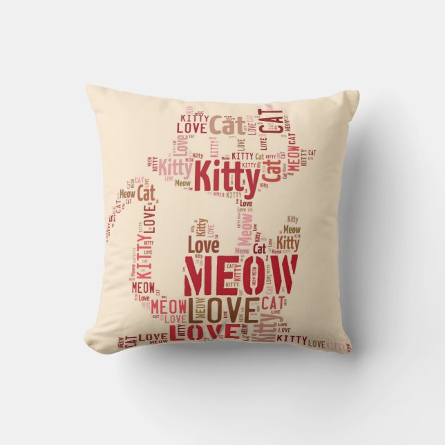 MEOW KAT KUSSENS - PINK DESIGNER SIERKUSSEN (Voorkant)