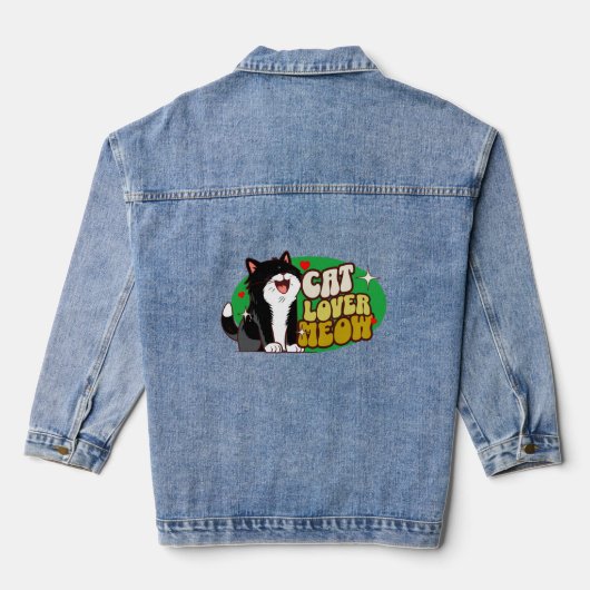 Meow Kat Liefhebber - bi kleur Denim Jacket (Achterkant)