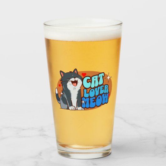 Meow Kat Liefhebber - blauwe kat Glas (Voorkant gevuld)