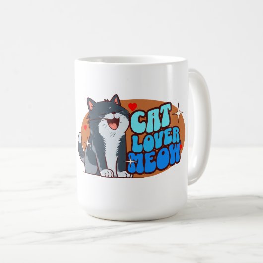 Meow Kat Liefhebber - blauwe kat Koffiemok (Voorkant rechts)