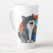 Meow Kat Liefhebber - blauwe kat Latte Mok (Linkerhoek)