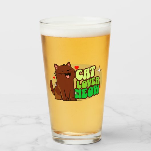 Meow Kat Liefhebber - bruine kat Glas (Voorkant gevuld)