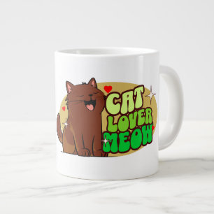 Meow Kat Liefhebber - bruine kat Grote Koffiekop