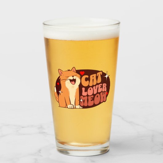 Meow Kat Liefhebber - oranje kat Glas (Voorkant gevuld)