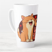 Meow Kat Liefhebber - oranje kat Latte Mok (Linkerhoek)