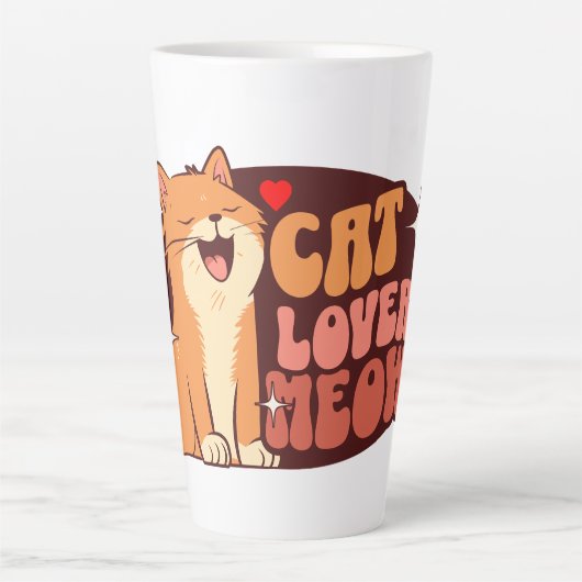 Meow Kat Liefhebber - oranje kat Latte Mok (Voorkant)
