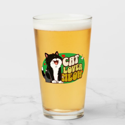 Meow Kat Lover - zwarte kat Glas (Voorkant gevuld)