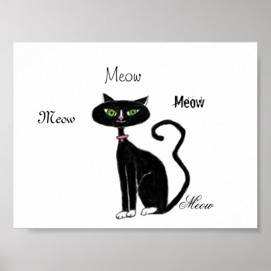 Meow Kat Retro Poster (Voorkant)