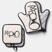 Meow Kattentypografie Ovenwant & Pannenlap Set (Voorkant / Achterkant)