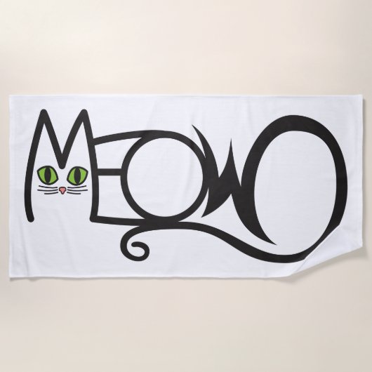 Meow Kattentypografie Strandlaken (Voorkant)