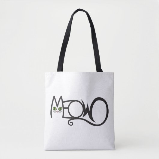 Meow Kattentypografie Tote Bag (Voorkant)