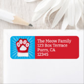 MEOW Kerst Kat Red Paw Mitten Retouradres Etiket (Insitu)