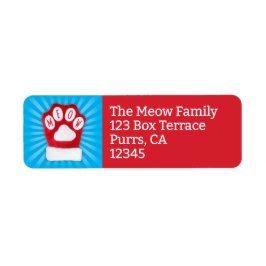 MEOW Kerst Kat Red Paw Mitten Retouradres Etiket