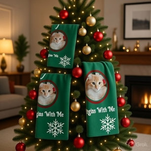 Meow Kerstmis Foto Aanpasbare Bad Handdoek Se