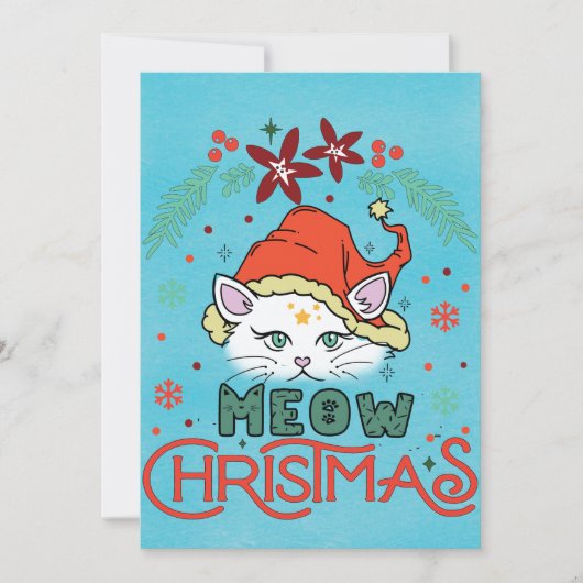 Meow Kerstmis, prettige kerst Feestdagenkaart (Voorkant)