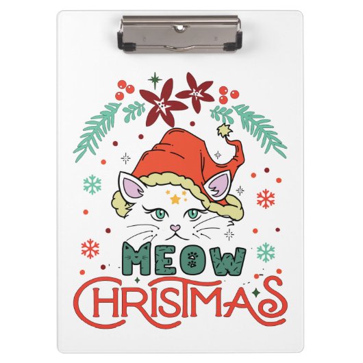 Meow Kerstmis, prettige kerst Klembord (Voorkant)