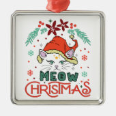 Meow Kerstmis, prettige kerst Metalen Ornament (Voorkant)