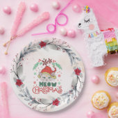 Meow Kerstmis, prettige kerst Papieren Bordje (Feest)