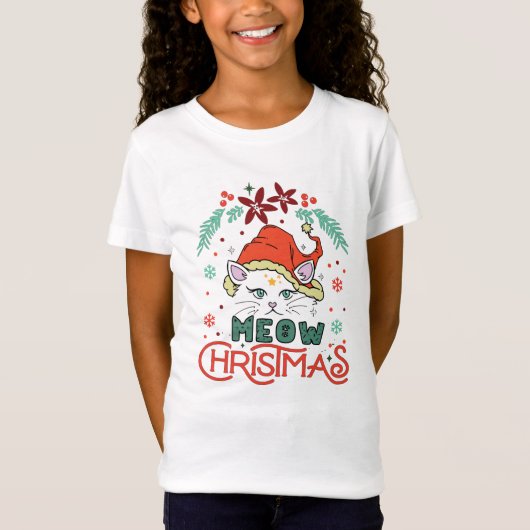 Meow Kerstmis, prettige kerst T-shirt (Voorkant)