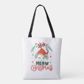 Meow Kerstmis, prettige kerst Tote Bag (Achterkant)