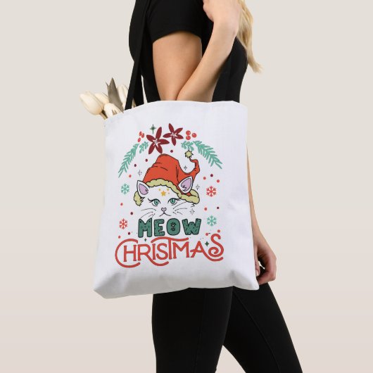 Meow Kerstmis, prettige kerst Tote Bag (Dichtbij)