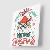 Meow Kerstmis, prettige kerst Vierkante Klok (Hoek)