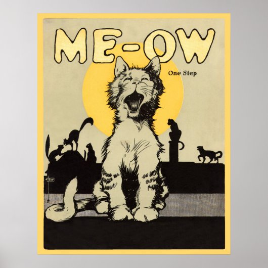 Meow Kitty Cats Vintage Poster Artwork (Voorkant)