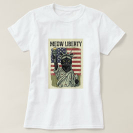 Meow Liberty - Grunge Style Cat Vrijheidsbeeld T-shirt